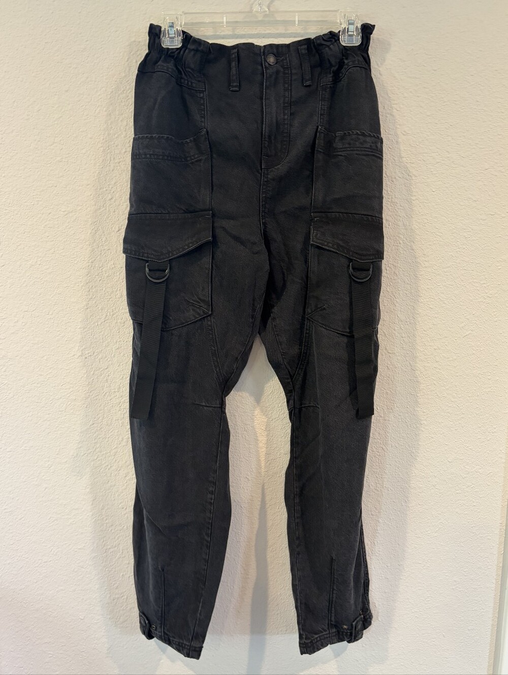 We The Free By‎ Free People Womens Classic Black Cargo Utility Jeans Sixe XS